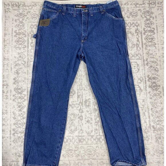 Wrangler Jeans Men's Riggs Work Wear Blue Denim Carpenter Jeans Size 46x34 - Picture 1 of 8